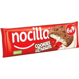 NOCILLA Plätzchen gefüllt mit Nocilla Cookies and Cream ohne Palmöl 6 Stück Paket 120 g