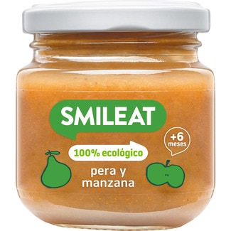 SMILEAT tarrito de pera y manzana 100% ecológico y sin gluten desde 4 meses envase 130 g