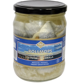 FRG FOODS herring with chopped gherkin and onion jar 500 g