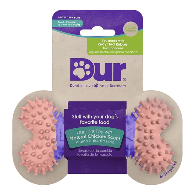 Dur – Hueso rosa y lila Dur para perros Pequeños y Medianos. Talla Única
