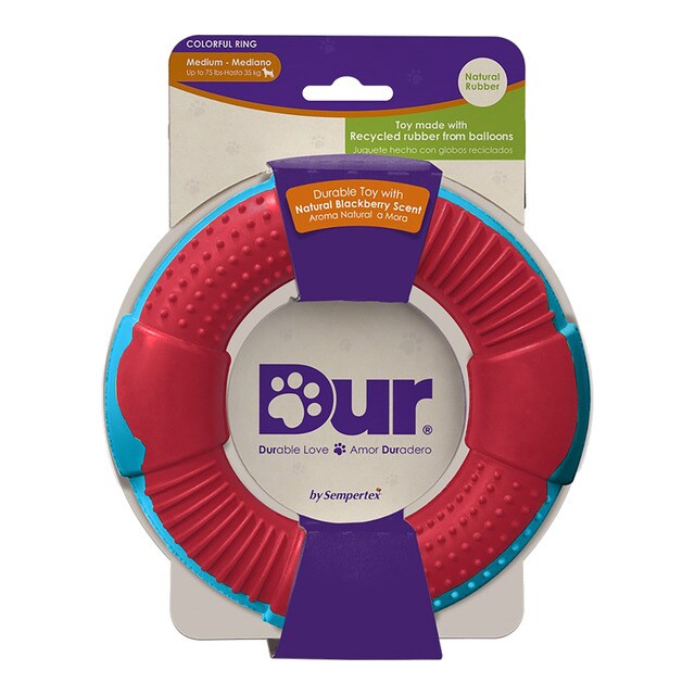 Dur – Aro rojo y azul Dur para perros Adultos Medianos y Grandes. Rojo / Azul Talla Única