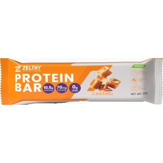 Zelthy Barra Proteica Caramelo embalagem 50 g