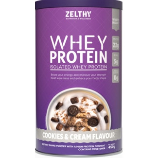 Zelthy Proteína Whey Biscoito e Natas embalagem 450 g