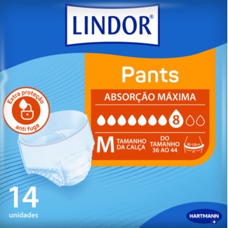 Lindor Fraldas para Adultos com Incontinência Tamanho Médio embalagem 14 unidades