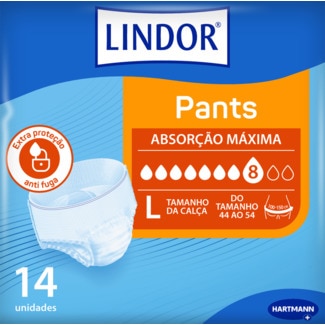 Lindor Fraldas para Adultos com Incontinência Tamanho Grande embalagem 14 unidades