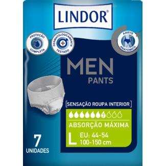 Lindor Men Fraldas para Adultos Homem Tamanho L embalagem 7 unidades