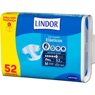 Lindor Fraldas para Adultos com Elásticos Tamanho Médio embalagem 52 unidades