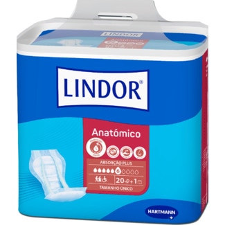 Lindor Fraldas para Adultos Anatómico Tamanho Único Plus embalagem 20 unidades