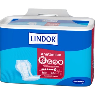 Lindor Fraldas para Adultos Anatómico Tamanho Único Maxi embalagem 20 unidades