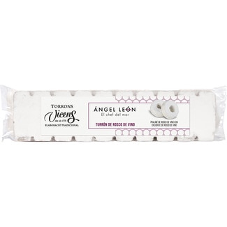 VICENS Angel León traditionell hergestellter Weinkringel-Turrón Tafel 300 g mit Praliné und Weinkringel-Krokant