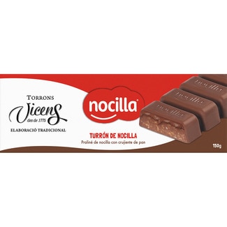 VICENS turrón de Nocilla con crujiente de pan elaboración artesanal tableta 150 g