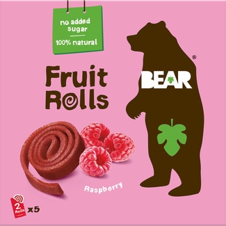 BEAR Fruit Rolls de frambuesa deshidratada sin gluten y sin azúcar añadido desde 3 años envase 100 g