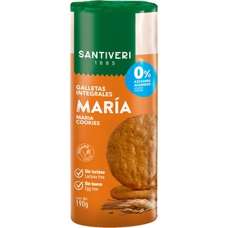 SANTIVERI galletas integrales María 0% azúcares sin lactosa y sin aceite de palma paquete 190 g