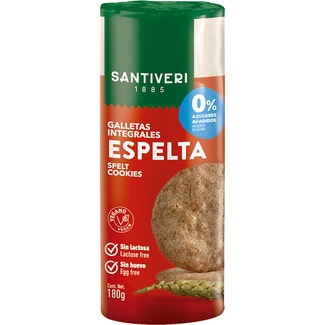 SANTIVERI galletas integrales de espelta sin lactosa 0% azúcares añadidos envase 180 g