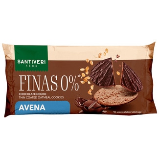 SANTIVERI galletas de avena finas con chocolate negro 0% azúcares añadidos envase 88 g