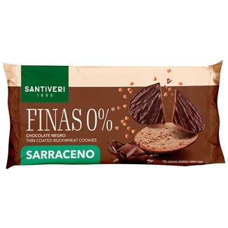 SANTIVERI galletas finas 0% de trigo sarraceno con chocolate negro 0% azúcares añadidos envase 90 g