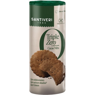 SANTIVERI galletas cacao nibs Triple Zero sin gluten, sin azúcares añadidos ni edulcorantes envase 210 g