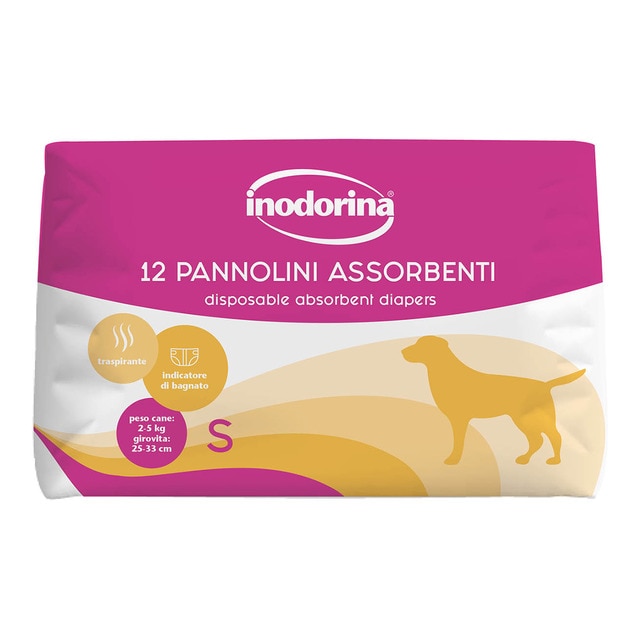 Inodorina – Pañal absorbente para perros y gatos Inodorina 12 piezas.