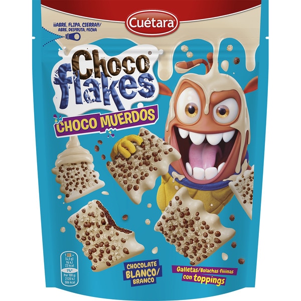 Choco Muerdos biscuits with white chocolate and cereal toppings packet 87 g