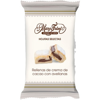 MARY TRINI hojitas selectas rellenas de crema de cacao con avellanas estuche 360 g