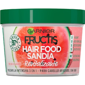 FRUCTIS Hair Food Wassermelone, intensive, glättende Haarkur 3 in 1 mit/ohne Ausspülen Schale 390 ml für stumpfes Haar