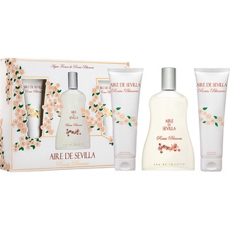 AIRE DE SEVILLA Rosas Blancas Schuber mit Toilette für Sie Naturelle Spray 150 ml + parfümierte Feuchtigkeitskörpercreme Tube 150 ml + Duschgel Tube 75 ml