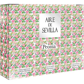 AIRE DE SEVILLA Pfingstrose Etui mit natürlichem Eau de Toilette für Sie Spray 150 ml + Körpercreme 150 ml + Duschgel 150 ml