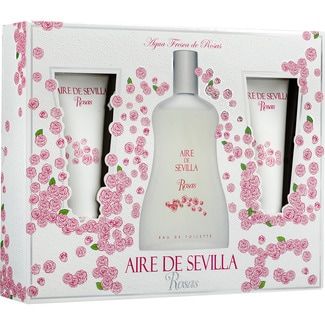 AIRE DE SEVILLA Rosas estuche con eau de toilette femenina natural Spray 150 ml + crema corporal hidratante tubo 100 ml + gel de baño tubo 100 ml