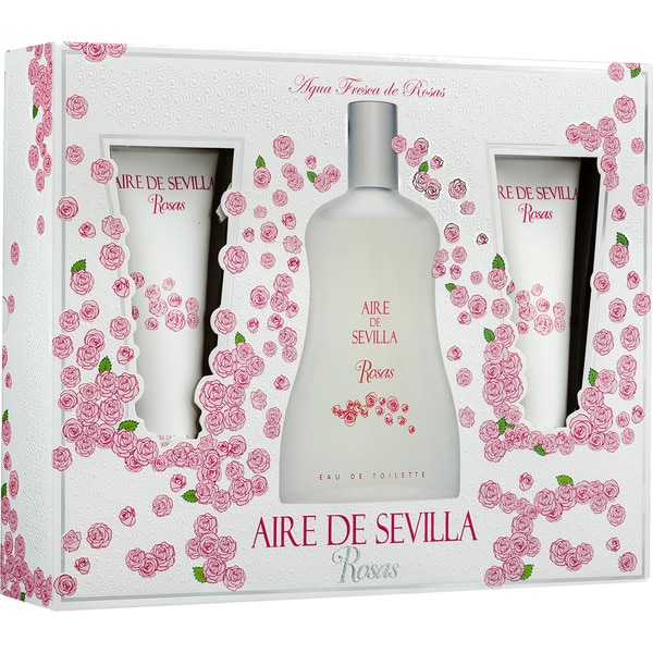 Rosas estuche con eau de toilette femenina natural spray 150 ml + crema corporal hidratante tubo 100 ml + gel de baño tubo 100 ml