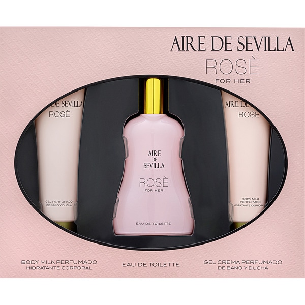 Rosé estuche con eau de toilette femenina natural spray 150 ml + body milk perfumado tubo 100 ml + gel de ducha en crema perfumado tubo 100 ml