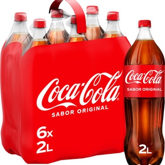 COCA-COLA original cola soft drink 6-pack bottles 2 l