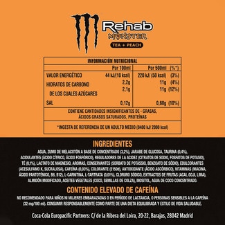 Rehab bebida energética de té + melocotón Recover lata 50 cl - Monster Energy