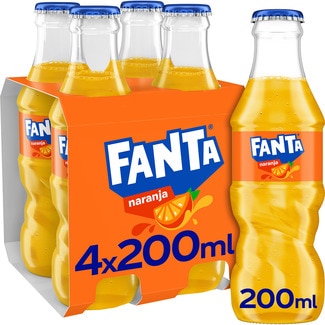 FANTA Orangenerfrischungsgetränk mit Kohlensäure, 4er-Pack Flaschen 20 cl (Glasbehälter)
