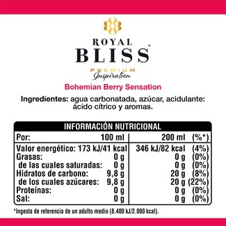 Tónica Aromatic Berry con notas de frutos del bosque y jazmín botella 20 cl (envase de vidrio) - Royal Bliss