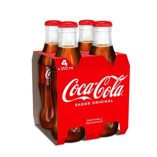 Refresco de cola original pack 4 botellas 20 cl (envase de vidrio) - Coca-cola