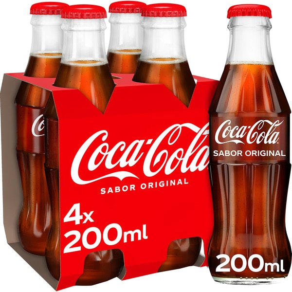 Cola-Erfrischungsgetränk original, 4er-Pack Flaschen 20 cl (Glasbehälter)