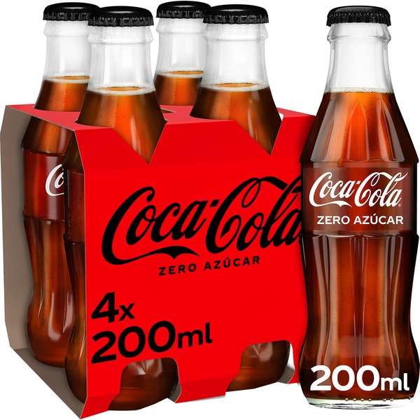 Cola-Erfrischungsgetränk zuckerfrei 4er-Pack Flaschen 20 cl (Glasbehälter)