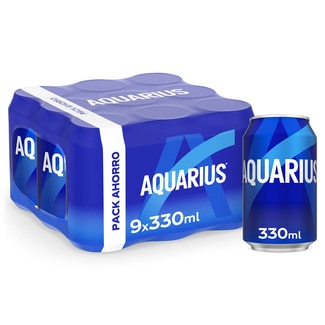 AQUARIUS lemon flavour isotonic drink economy pack of 9 tins 33 cl