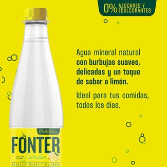 Agua mineral natural con gas con un toque de sabor limón botella 0,5 l 0% azúcares y edulcorantes - Fonter
