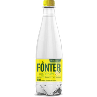 FONTER agua mineral natural con gas con un toque de sabor limón botella 0,5 l 0% azúcares y edulcorantes