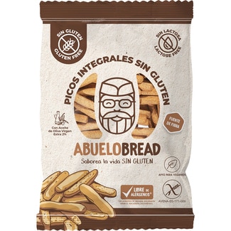ABUELOBREAD picos de pan integrales con aceite de oliva virgen extra, sin gluten y sin lactosa bolsa 80 g apto para veganos