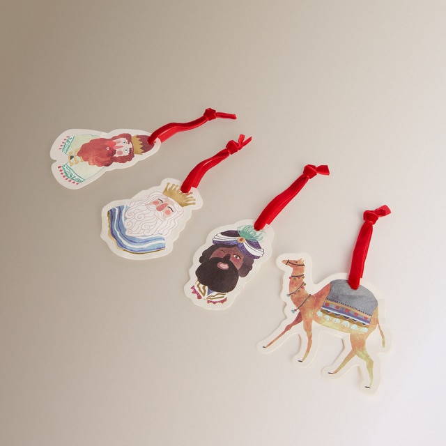 Set de 4 etiquetas acolchadas para regalos Reyes Magos Navidad