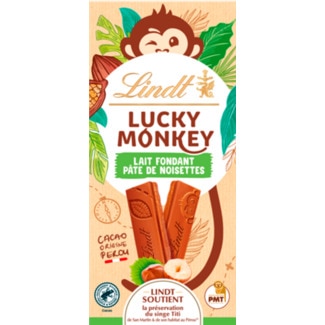 Lindt Chocolate Avelã Lucky Monkey embalagem 100 g