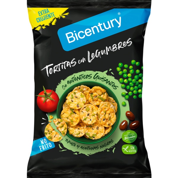 Tortilha de Legumes Ervilha e Tomate embalagem 60 g