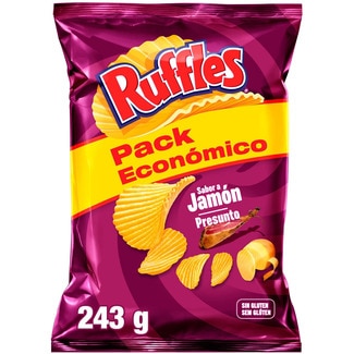 RUFFLES gewellte Chips Schinkengeschmack glutenfrei Tasche 243 g