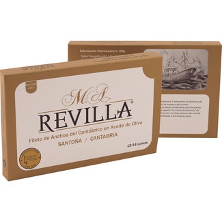 REVILLA filetes de anchoa del Cantábrico en aceite de oliva Santoña lata 55 g neto escurrido