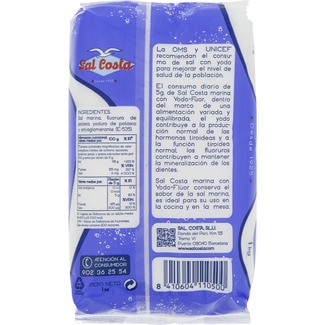 Sal marina con yodo + flúor paquete 1 kg - Sal Costa