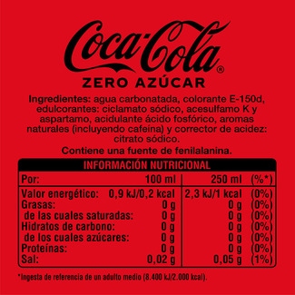 Refresco de cola sin azúcar pack 2 botellas 2 l - Coca-cola Zero