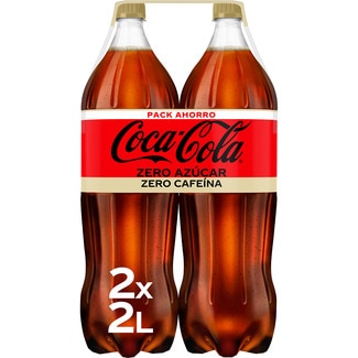 COCA-COLA ZERO Cola-Erfrischungsgetränk zuckerfrei ZERO KOFFEIN 2er-Pack Flaschen 2 l