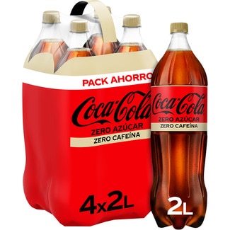 COCA-COLA ZERO Cola-Erfrischungsgetränk zuckerfrei ZERO KOFFEIN 4er-Pack Flaschen 2 l